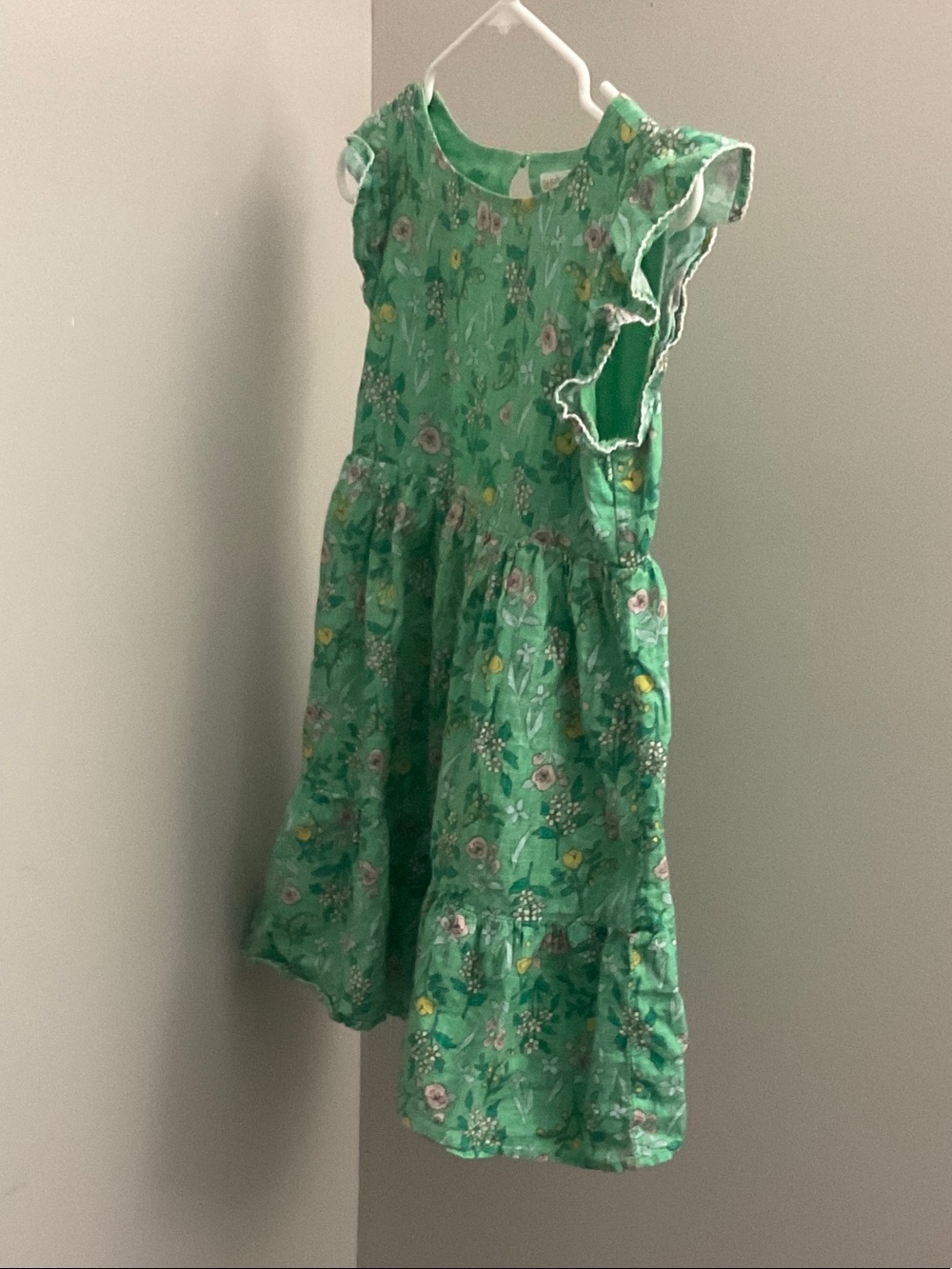 Cat & Jack Green Floral Ruffle-Sleeve Dress